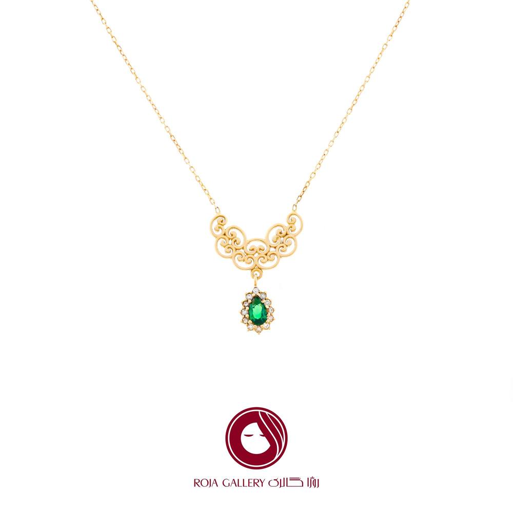 گردنبند اسلیمی طرح جواهر اشکی سبز - کد N-79152