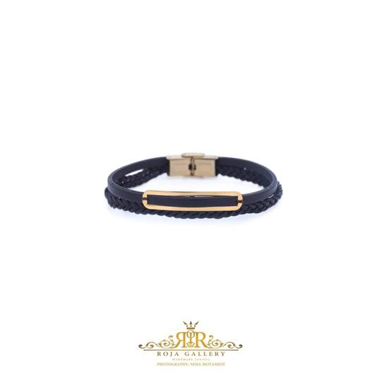 دستبند چرم و طلا مردانه – کد LB-74862